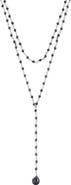 Adornia Double Layer Black Spinel Lariat Necklace