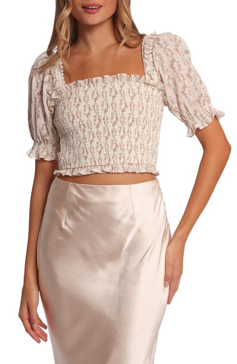 Meadow Puff Sleeve Smocked Crop Top