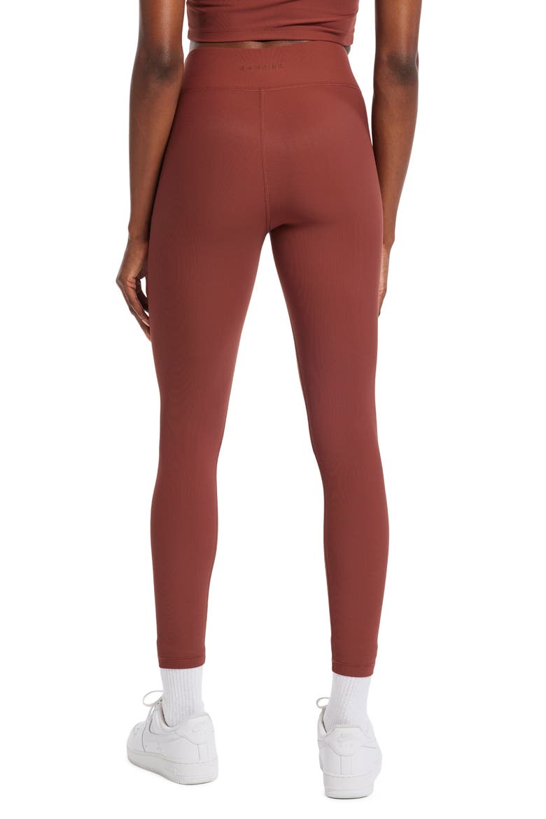 Center Stage High Waist Rib Leggings, Alternate, color, CHERRY MAHOGANY
