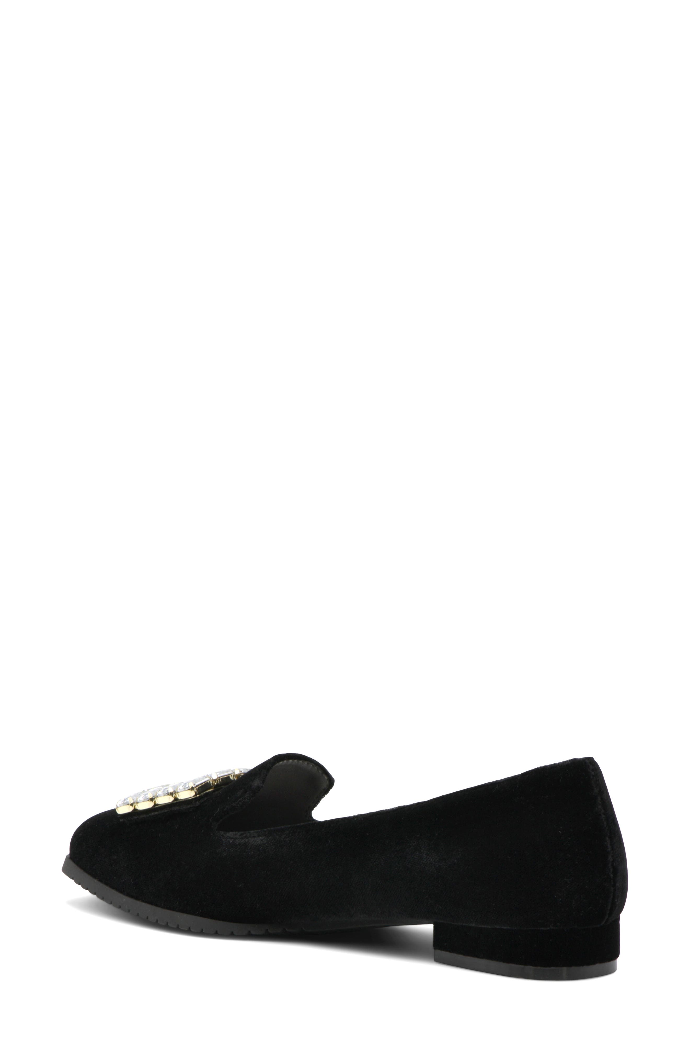 Adrienne Vittadini Vickee Embellished Velvet Loafer, Alternate, color, Black-Ve