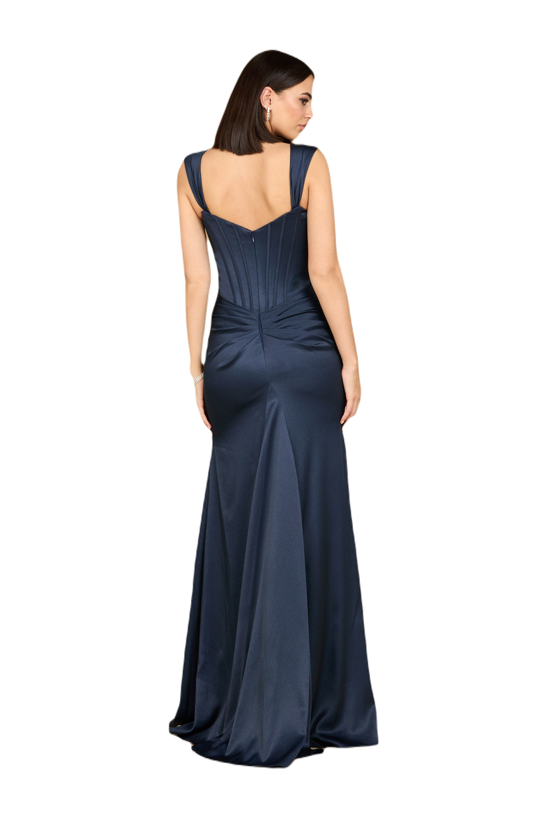 Sleeveless Corset Gown, Alternate, color, Navy
