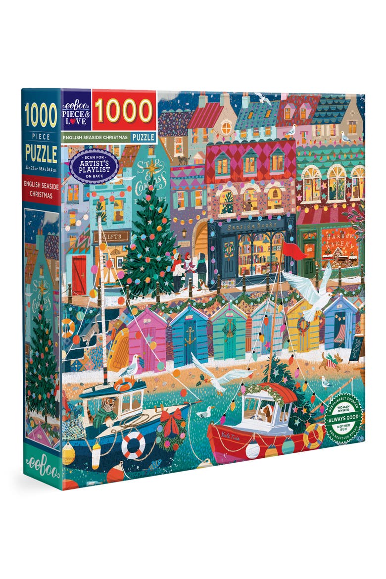 English Seaside Christmas 1000-Piece Puzzle, Main, color, MULTI
