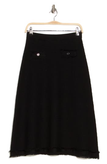 ADRIANNA PAPELL ADRIANNA PAPELL FRAY HEM MIDI SWEATER SKIRT 
