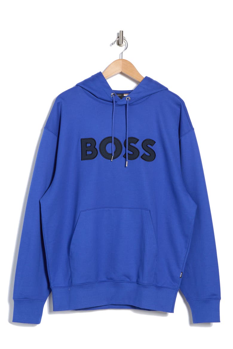 Sullivan Appliqué Oversize Cotton Logo Hoodie, Alternate, color, BRIGHT BLUE