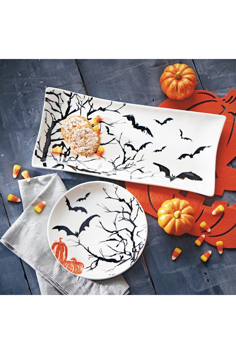Spellbound Black Ceramic Platter for Halloween Serving, Alternate, color, Black