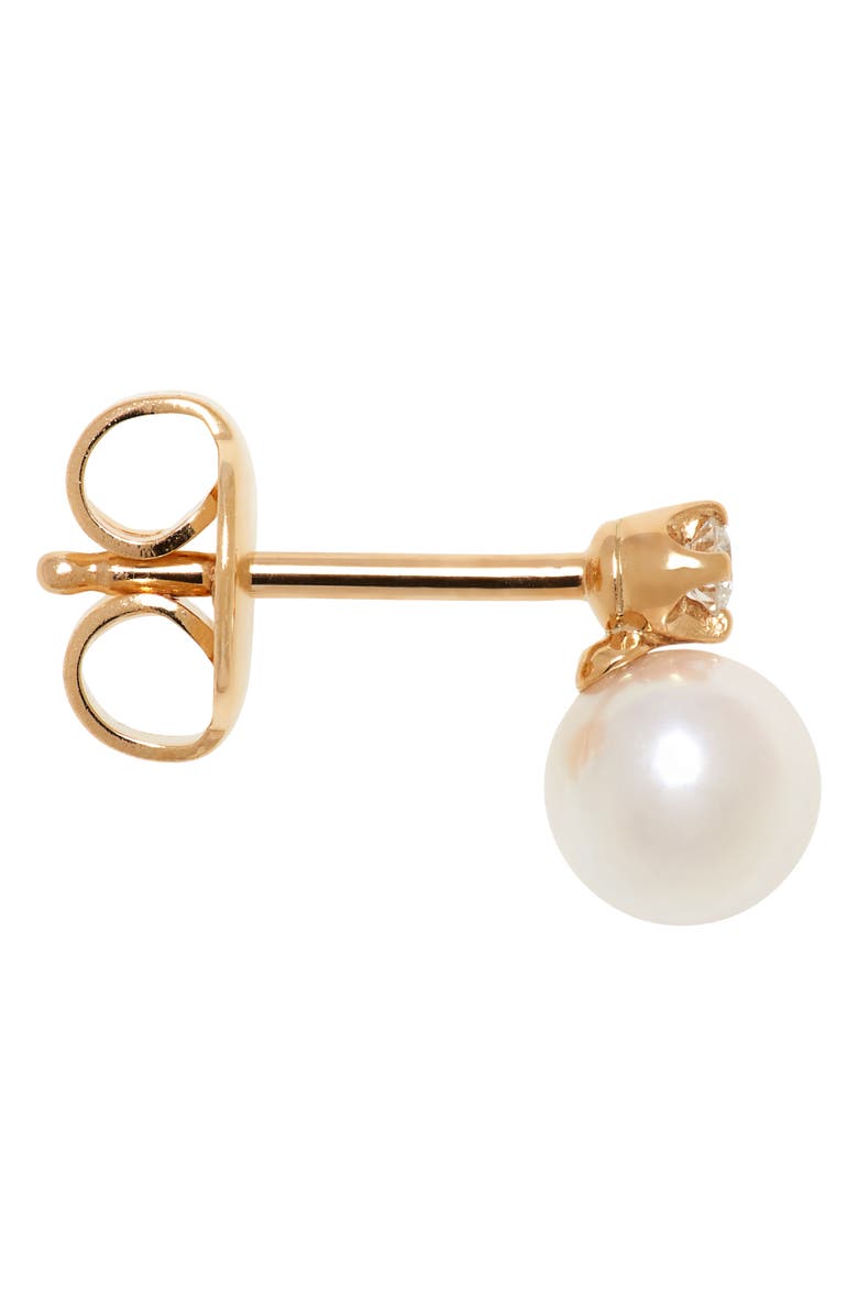 Mikimoto Akoya Cultured Pearl & Diamond Stud Earrings, Alternate, color,