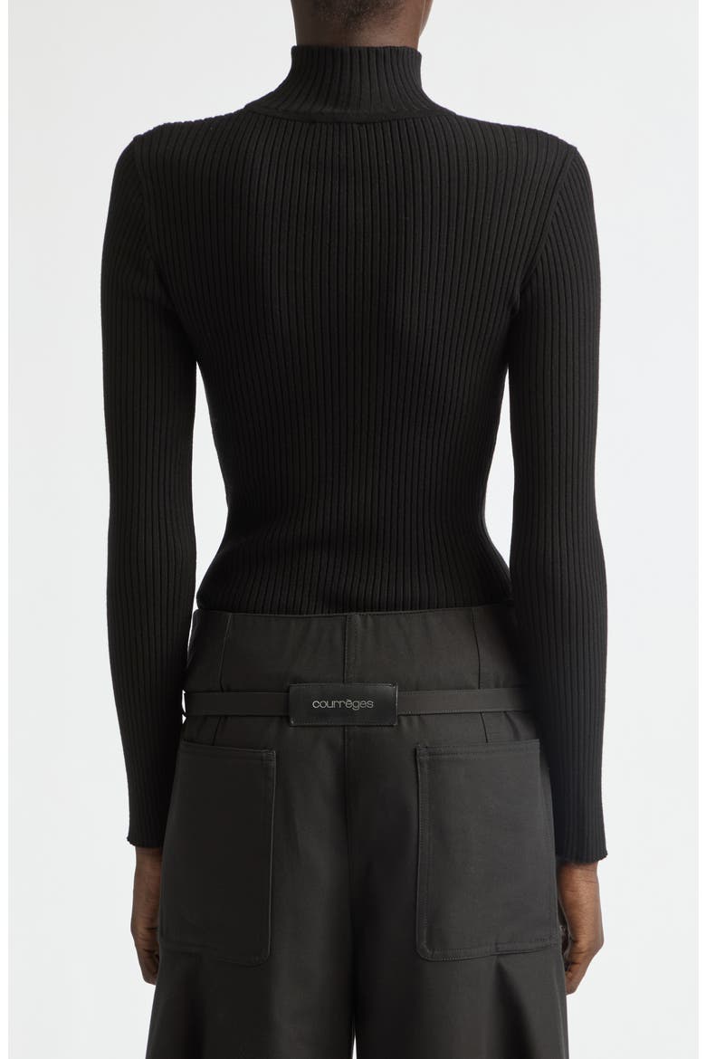 Slash Mock Neck Rib Sweater, Alternate, color, BLACK