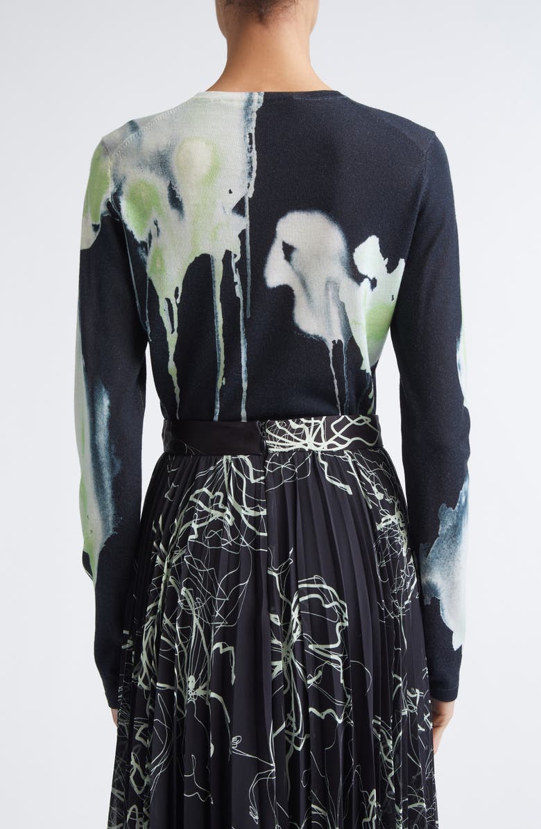 Jason Wu Collection Watercolor Floral Merino Wool Sweater, Alternate, color, Nori Multi