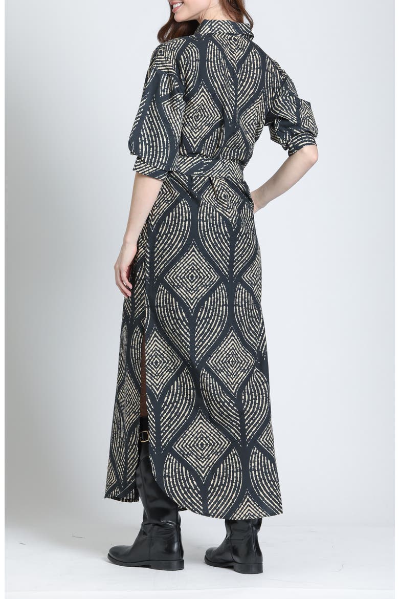 Puff Sleeve Belted Cotton Maxi Dress, Alternate, color, ONYX/DESERT SAND