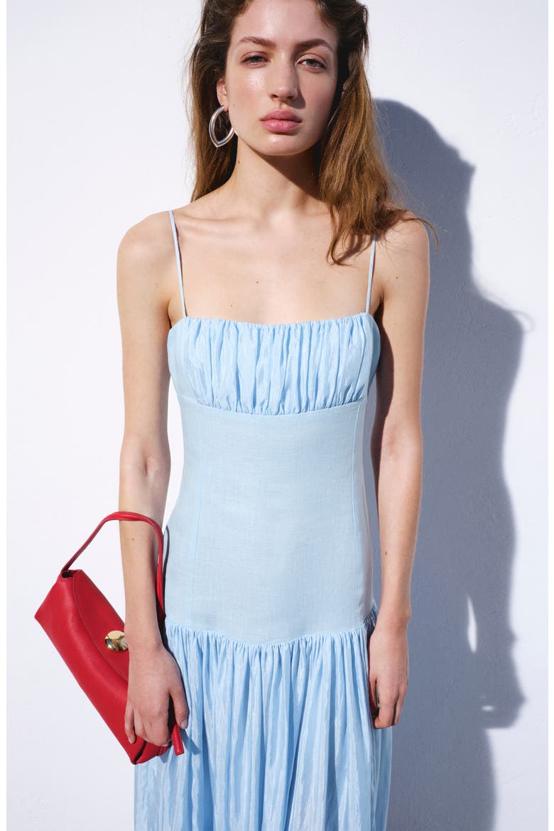 Ruched Sleeveless Maxi Dress, Alternate, color, SKY BLUE