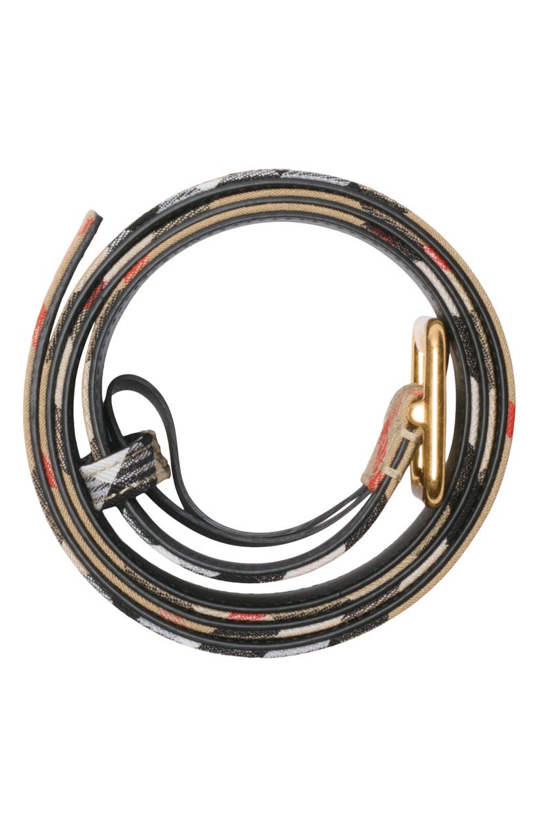 Burberry Check B Buckle Canvas Belt, Alternate, color, Sand Ip Check