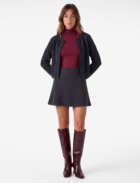 Slim Cotton Blend A-Line Mini Skirt