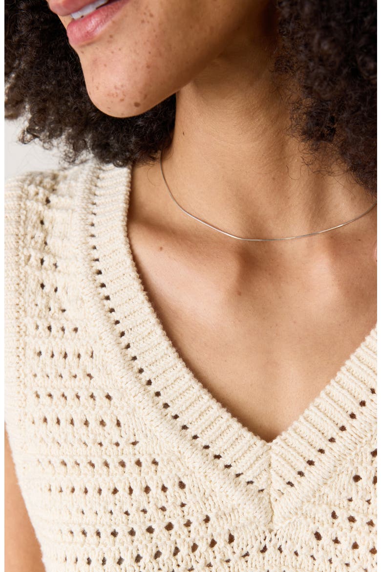 Crochet V-Neck Sweater Vest, Alternate, color, CREAM