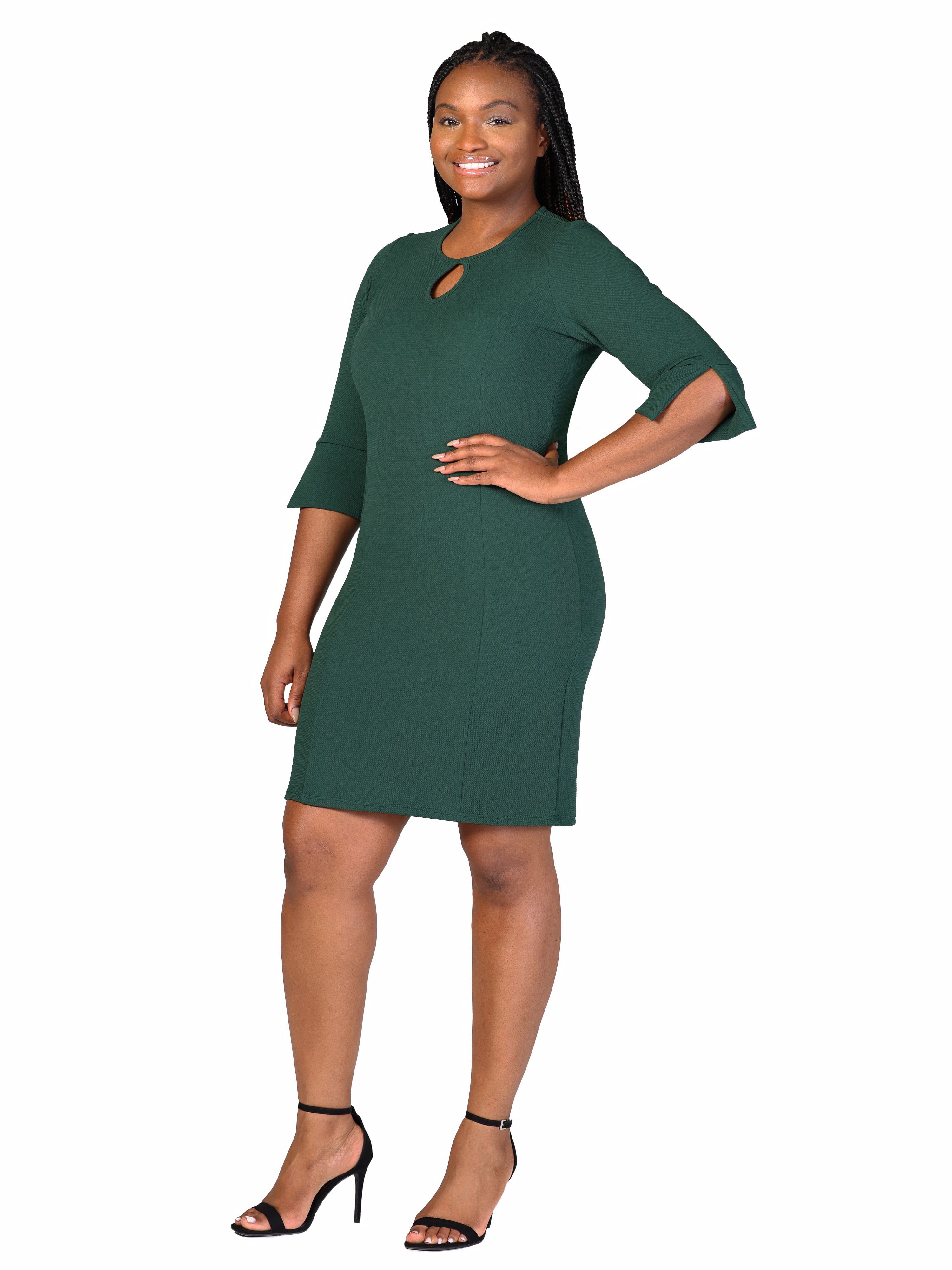 Keyhole Three Quarter Sleeve Mini Dress - image 4