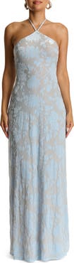 Naked Wardrobe Burnout Halter Maxi Cocktail Dress