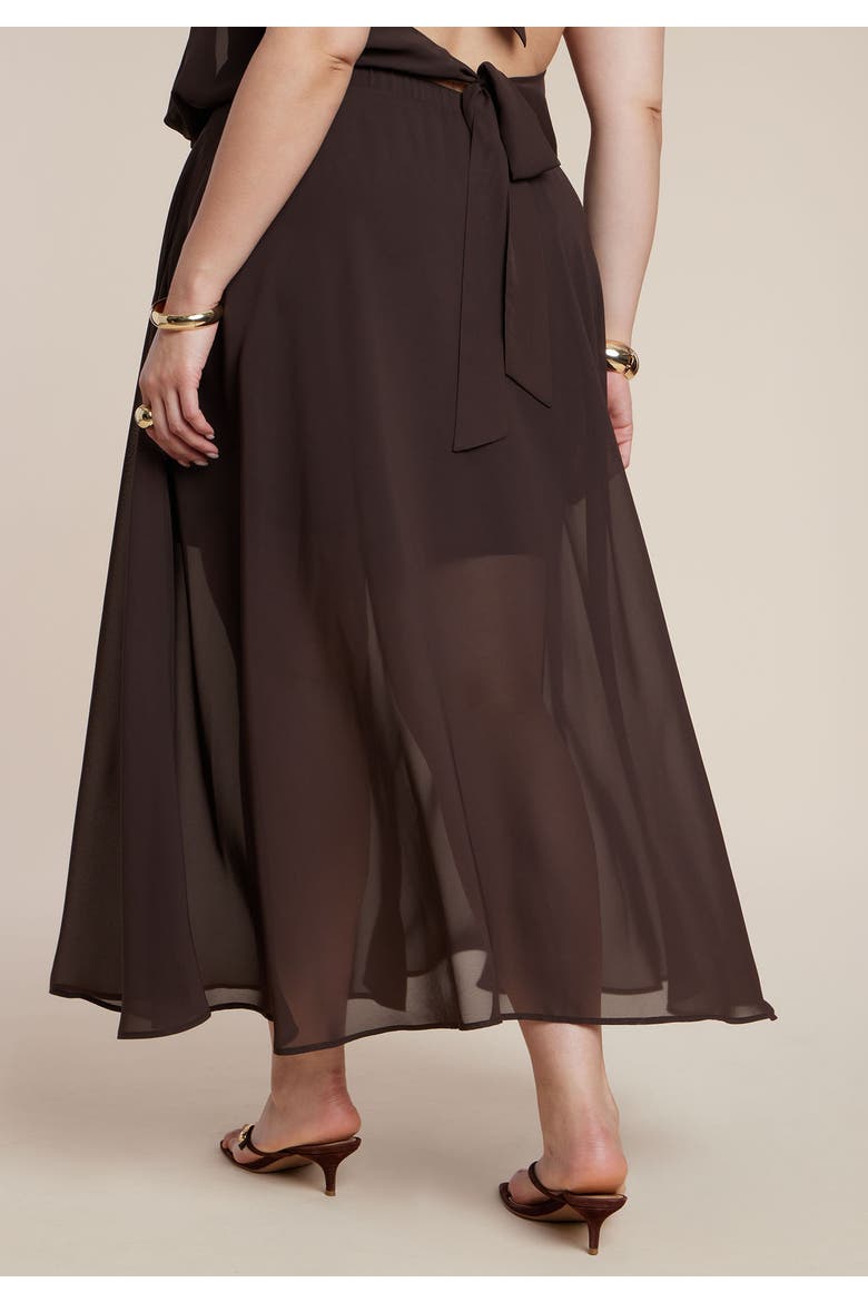 Semi Sheer Chiffon Circle Skirt, Alternate, color, CHICORY COFFEE