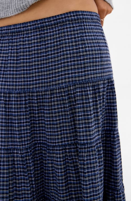 Bdg Urban Outfitters Becks Smocked Tiered Cotton Midi Skirt In Blue