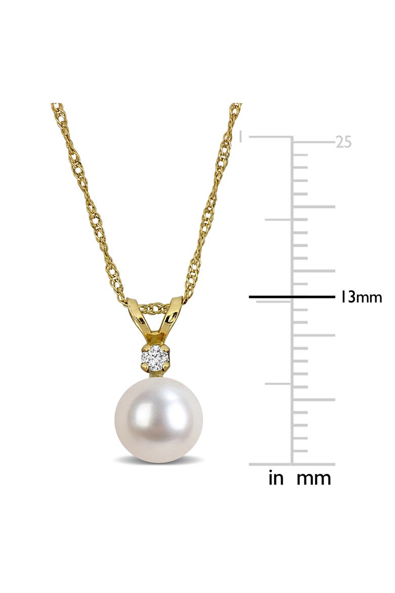 14K Yellow Gold Cultured Pearl & Diamond Pendant Necklace, Alternate, color, GOLD