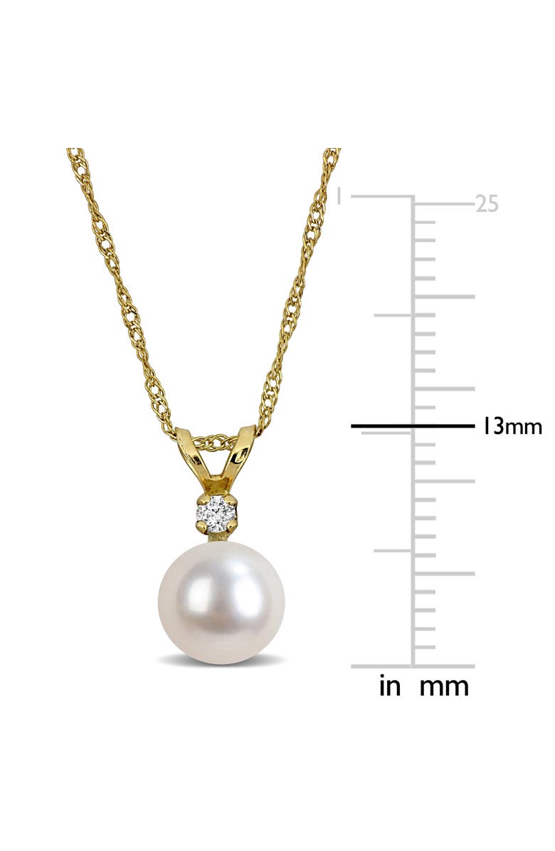 DELMAR 14K Yellow Gold Cultured Pearl & Diamond Pendant Necklace, Alternate, color,