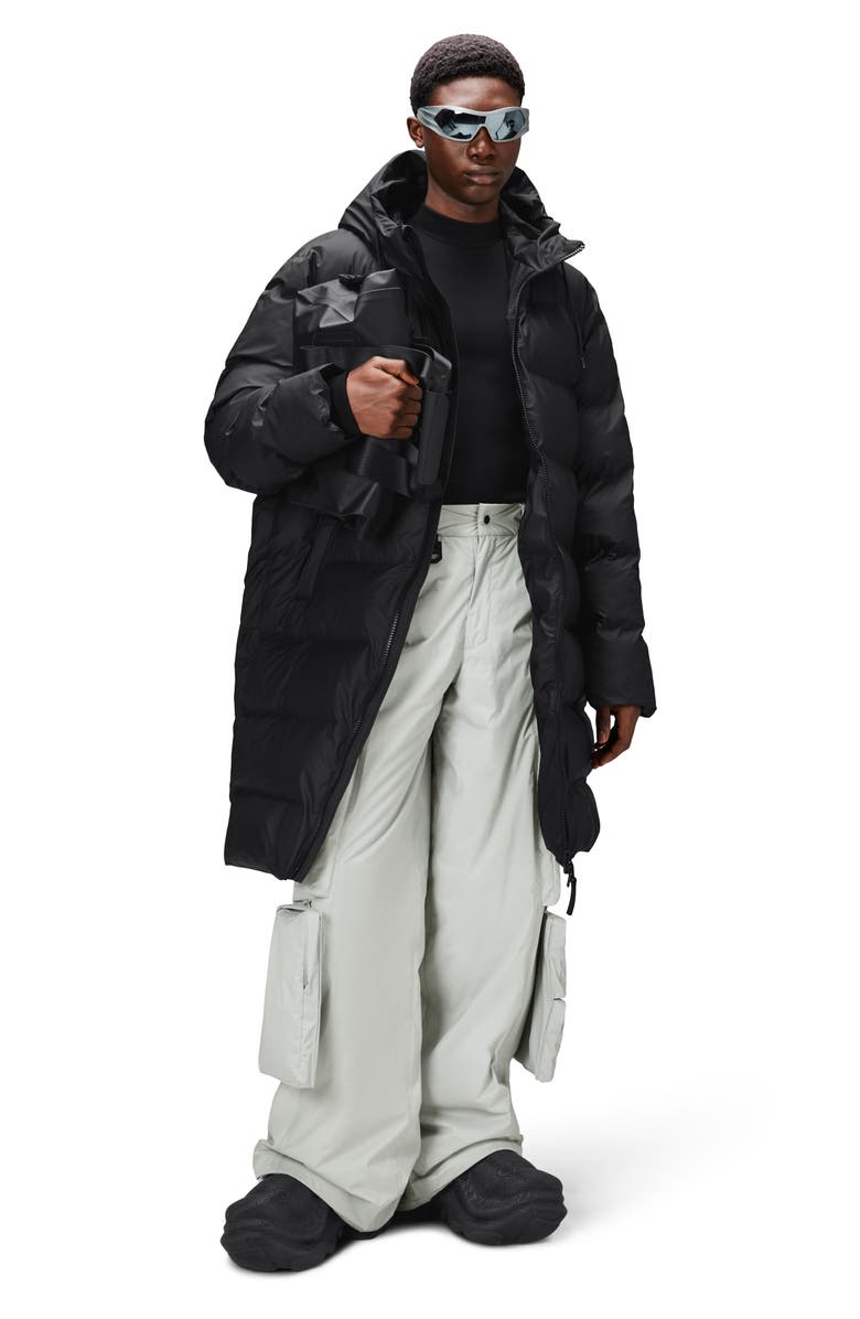 Rains Alta Waterproof Long Hooded Puffer Coat, Alternate, color,