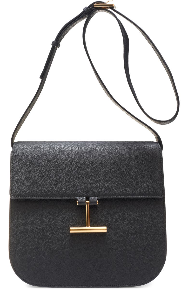 TOM FORD Medium Tara Leather Crossbody Bag, Main, color, 1N001 Black