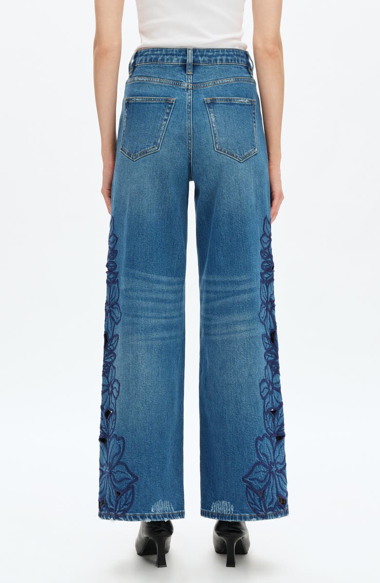 Bayeas Embroidered High Waist Wide Leg Jeans, Alternate, color, 