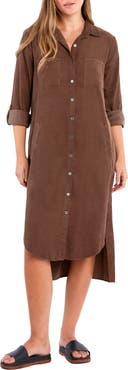 Wash Lab Denim Chill Out High-Low Corduroy Shirtdress