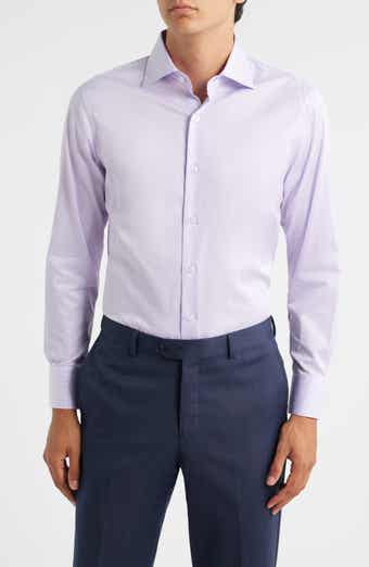 ZANETTI Trim Fit Grid Check Cotton Dress Shirt
