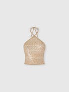 Missoni Top In Lamé Viscose With Lace Motif, Sequins, And Halter Neckline