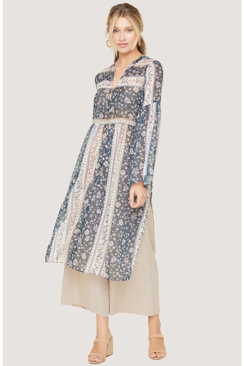 Running Free Long Blouse, Alternate, color, BLACK-MULTI
