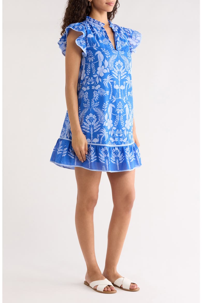 Davina Floral Ebba Shift Mini Dress, Alternate, color, COBALT-WHITE