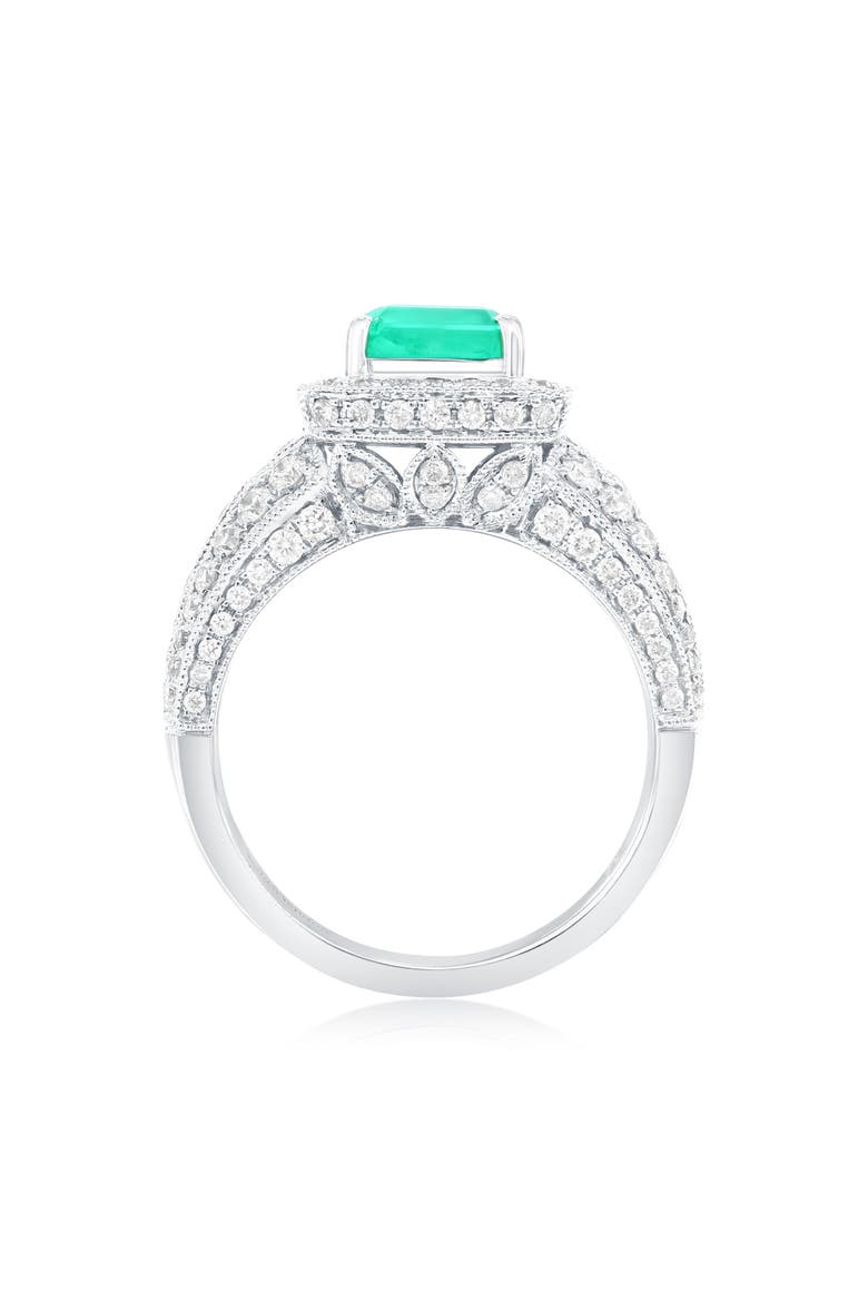 14K White Gold 1.71ct Emerald & 1.06cttw Diamond Ring, Alternate, color, Green