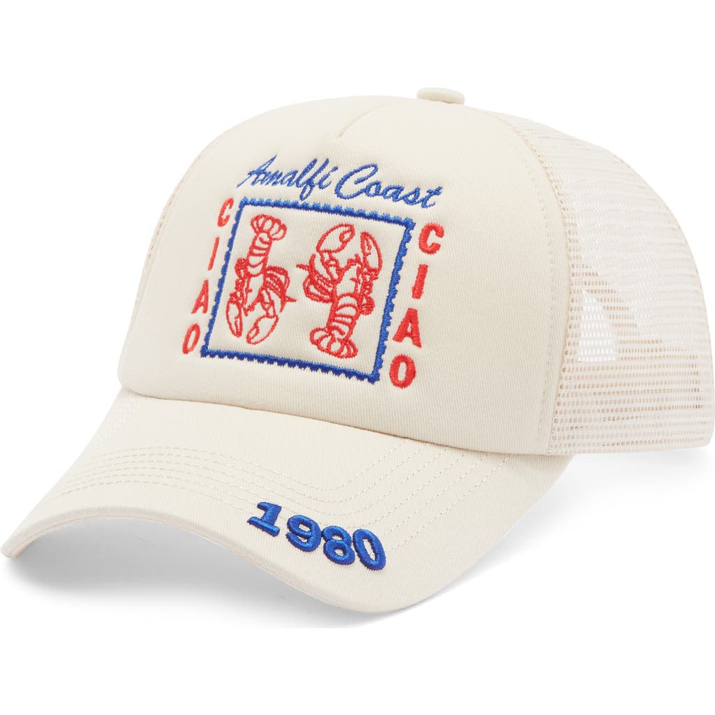 Worn/west Amalfi Coast Adjustable Snapback Trucker Hat In Sand