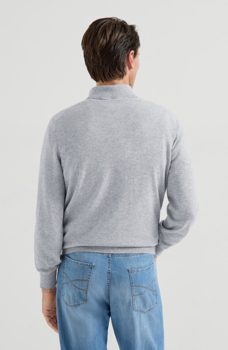 Brunello Cucinelli Cashmere knit polo shirt, Alternate, color, Pebble