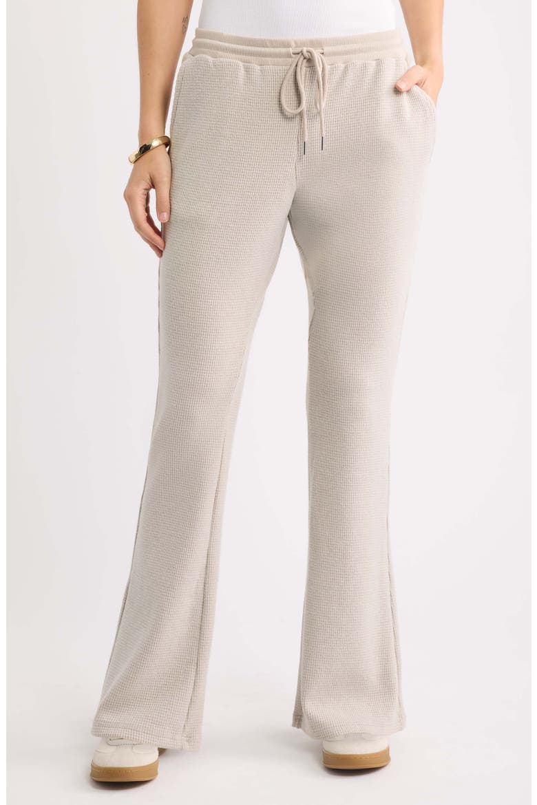 Waffle Flare Leg Pants, Main, color, TAN DOESKIN HEATHER
