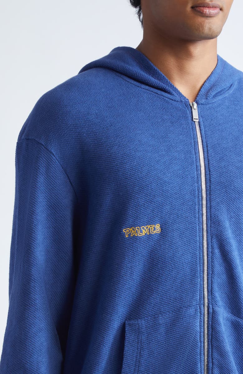 PALMES Waffle Stitch Zip Hoodie, Alternate, color, Blue