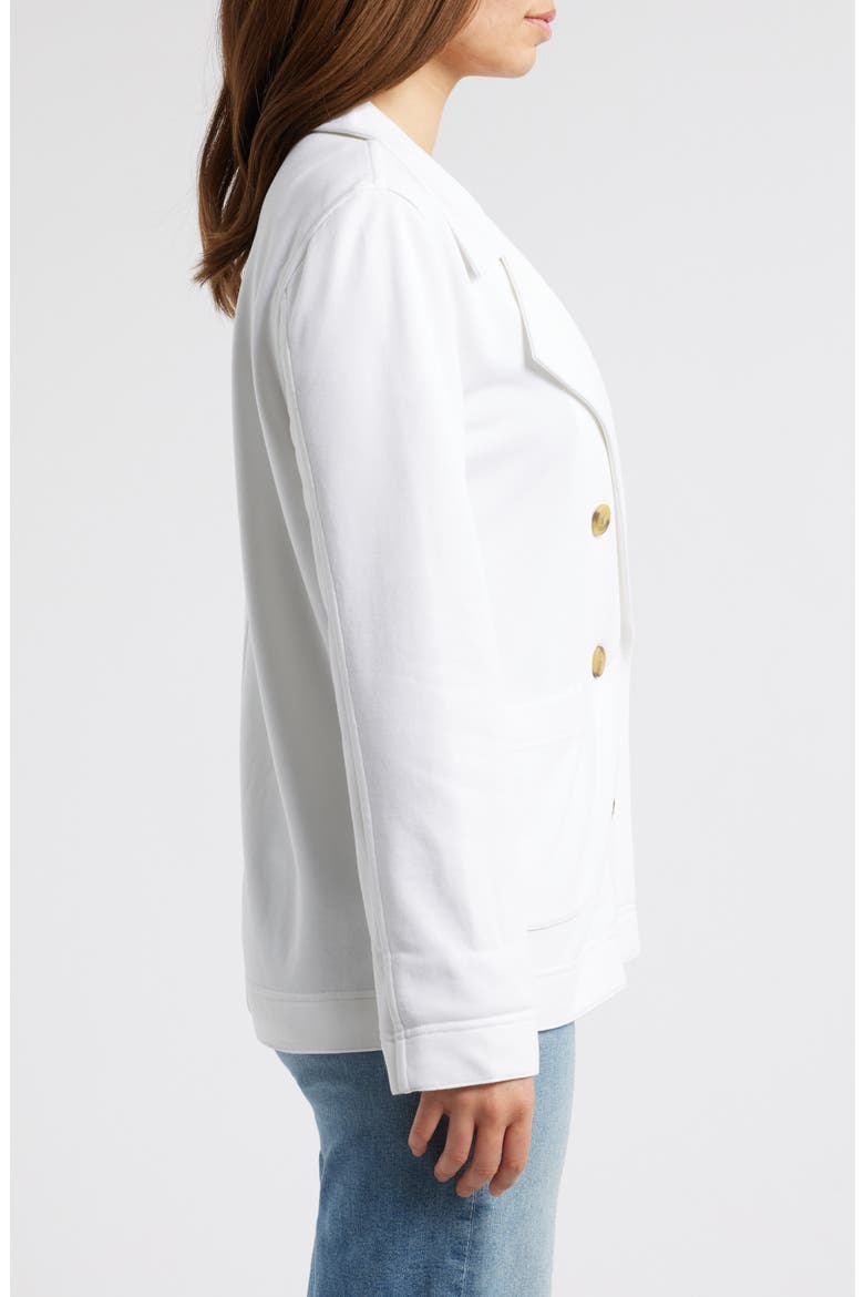 Double Breasted Knit Blazer, Alternate, color, WHITE