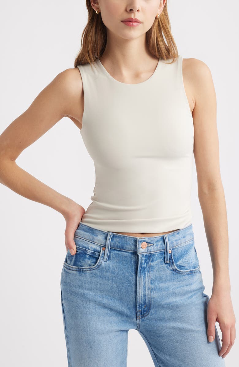 Open Edit Smooth Edit Crewneck Tank, Main, color, Beige Pumice