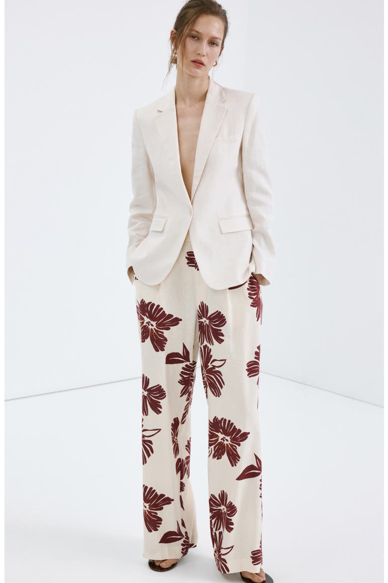 Pleated Print Straight Leg Pants, Alternate, color, ECRU