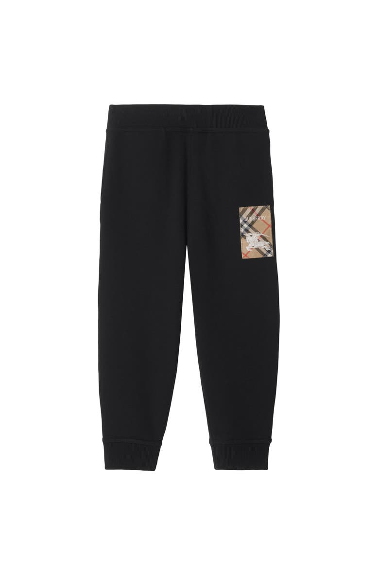 Burberry Check Label Cotton Jogging Pants, Main, color, Black