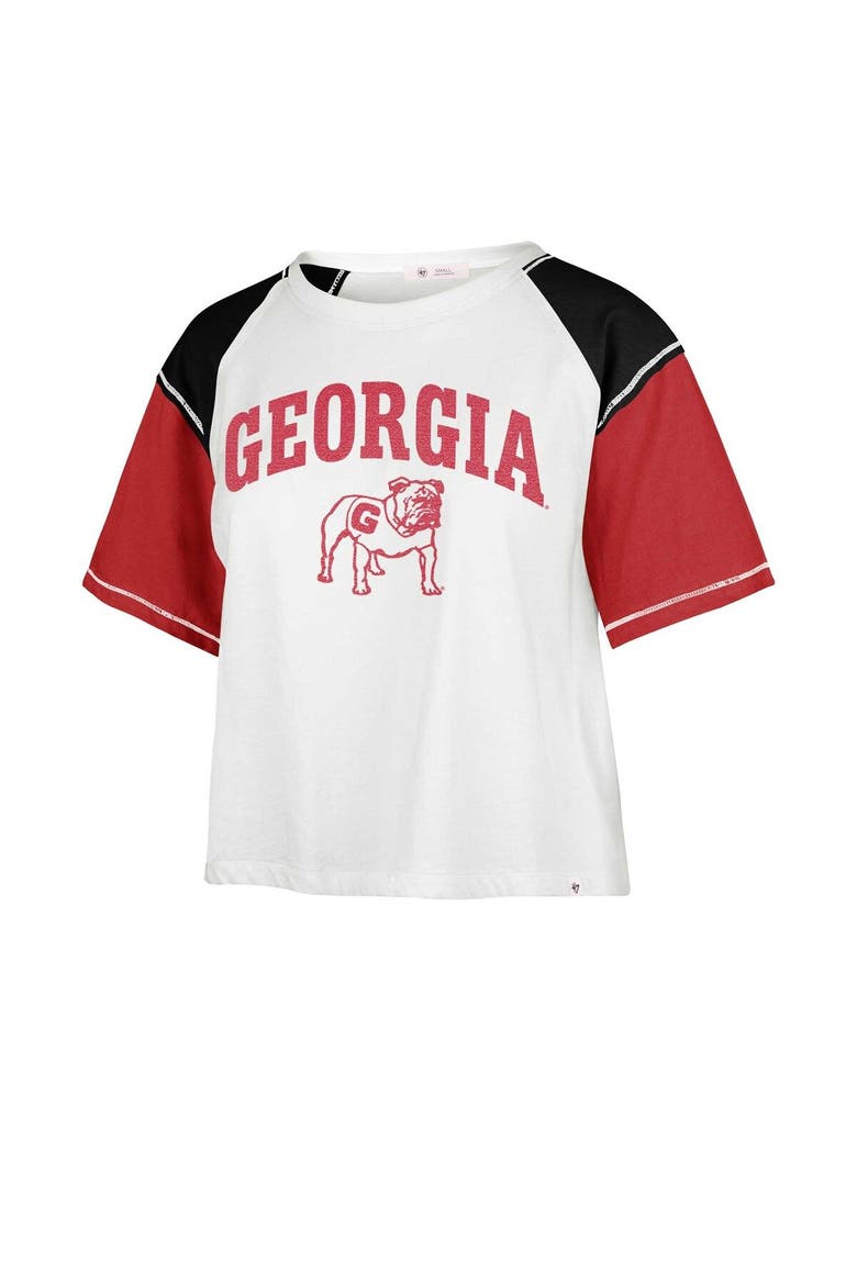 Women's '47 White Georgia Bulldogs Serenity Gia Cropped T-Shirt, Alternate, color, White