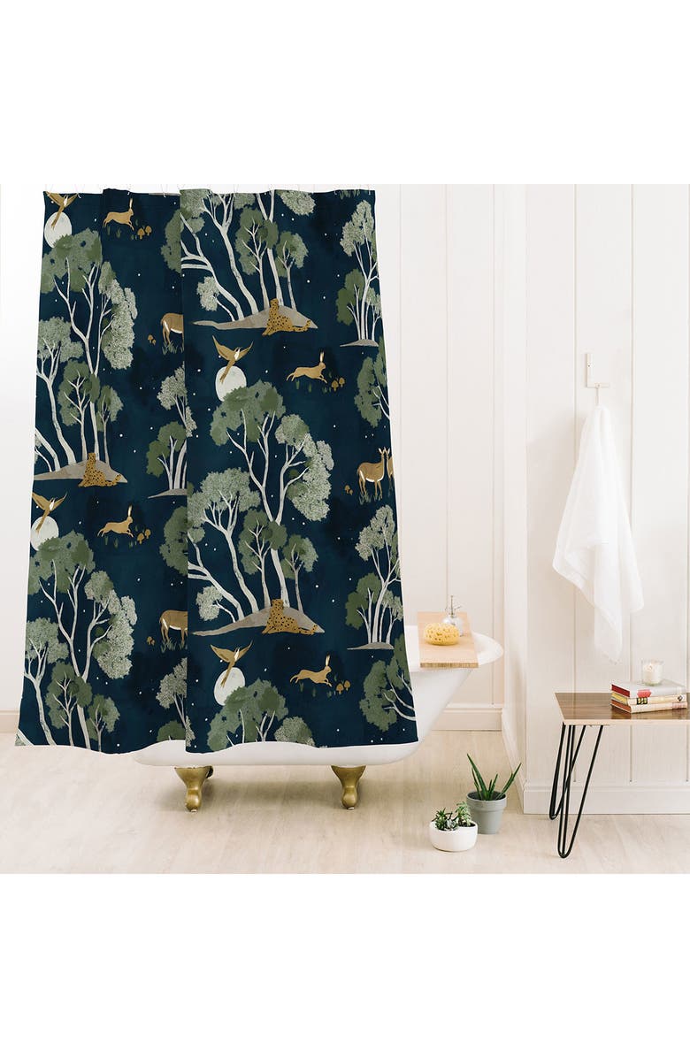 Deny Designs Full Moon Shower Curtain, Alternate, color, Blue