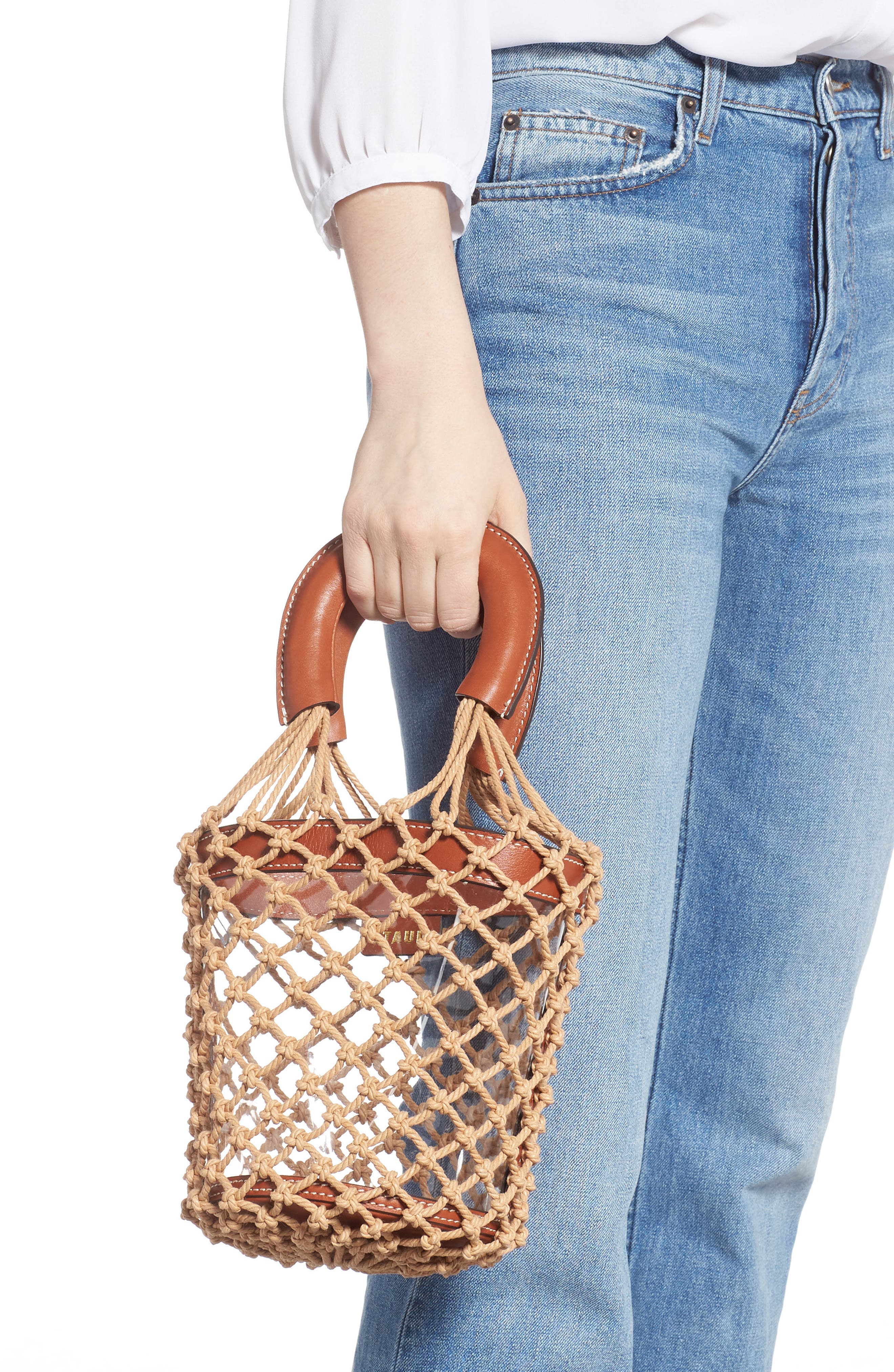 STAUD Moreau Caged Clear Bucket Bag, Alternate, color, 