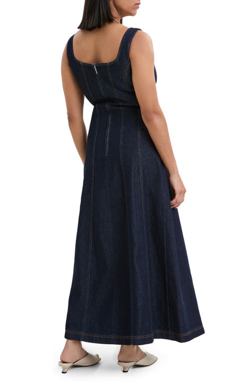 Marcella Melrose Denim Maxi Dress In Dark Blue