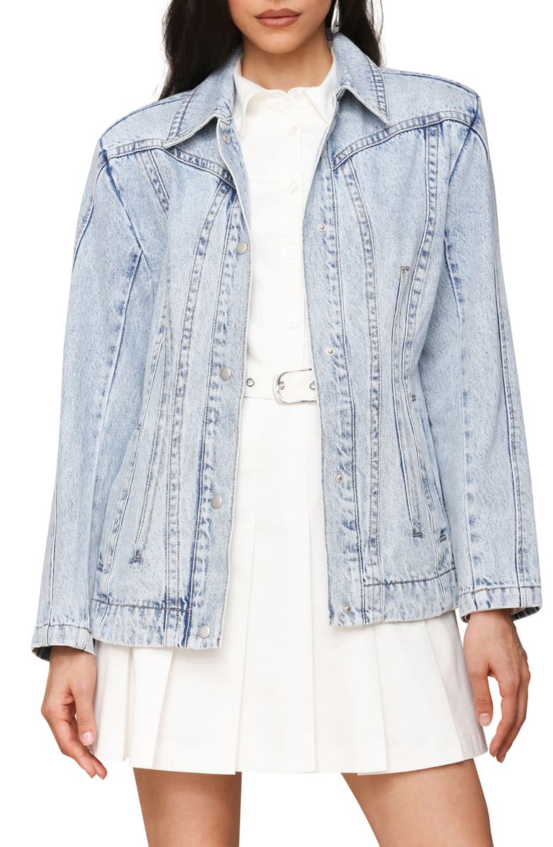 Avec Les Filles Corset Seamed Denim Jacket, Main, color, Douro Wash