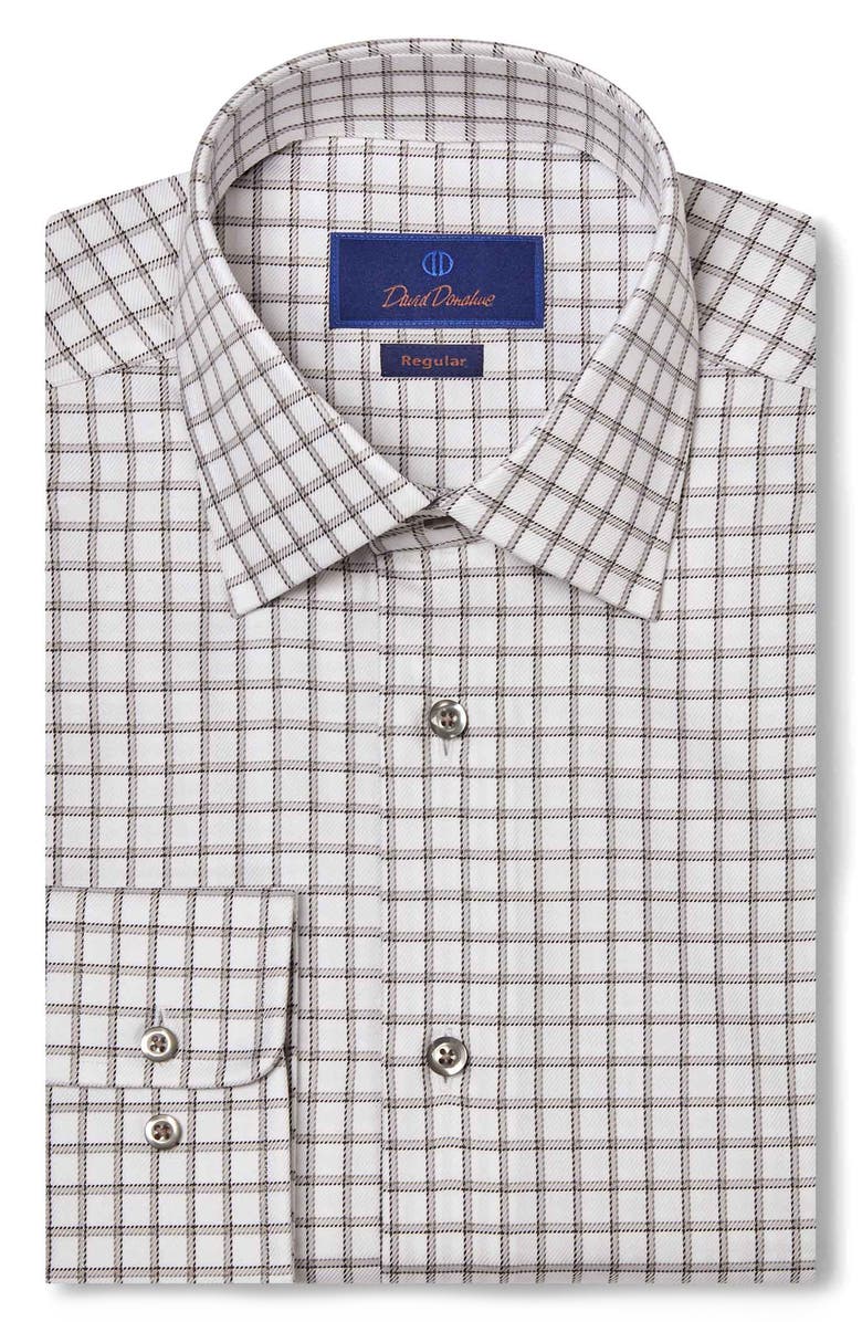 David Donahue Regular Fit Check Cotton Twill Dress Shirt, Main, color, 
