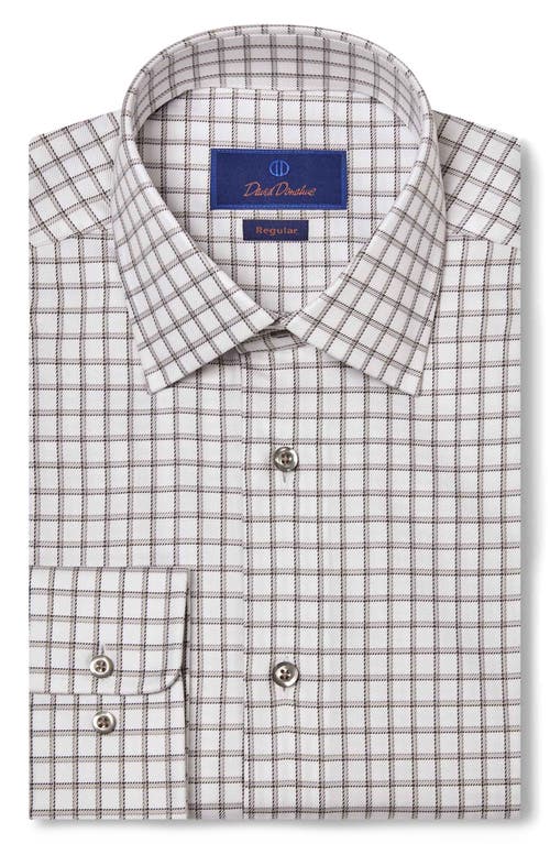 David Donahue Regular Fit Check Cotton Twill Dress Shirt in White/Gray 