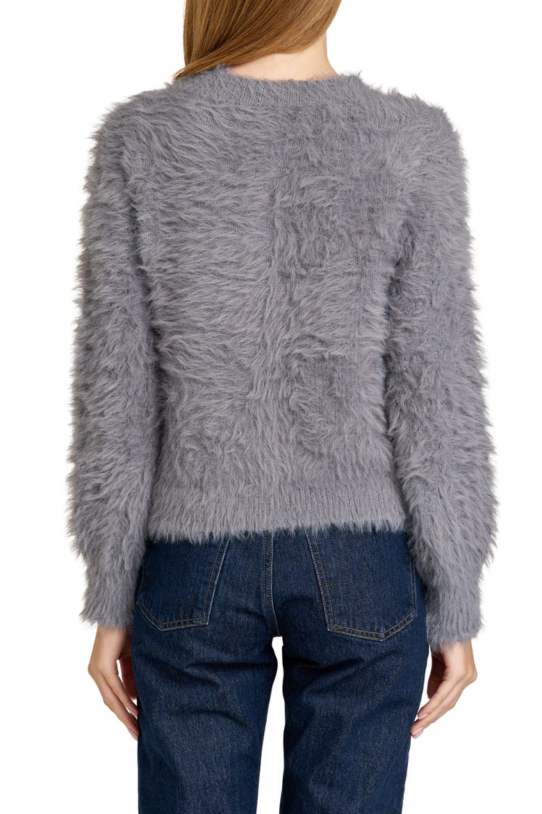Kat Fuzzy Cardigan, Alternate, color, GREY