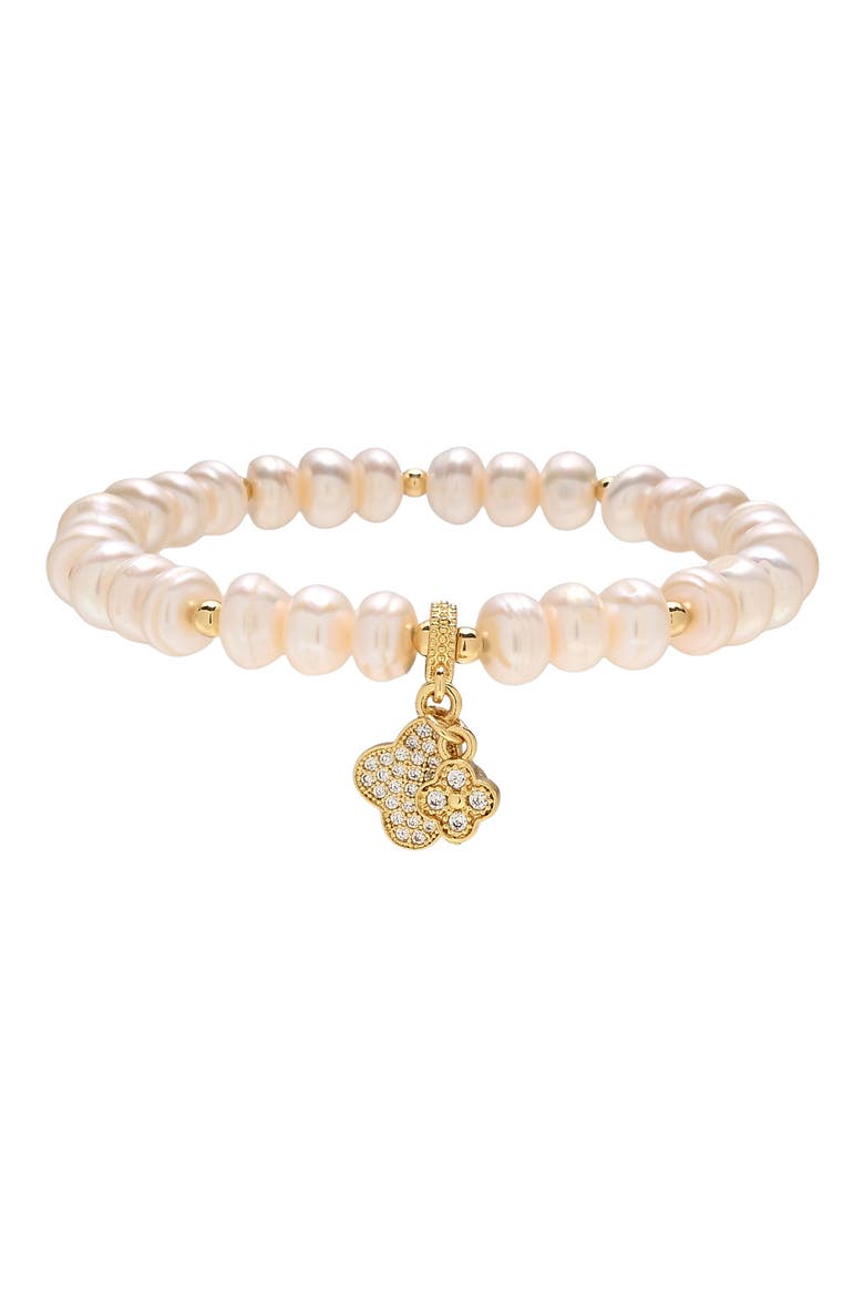 Rosalie Freshwater Pearl Stretch Bracelet, Main, color, GOLD