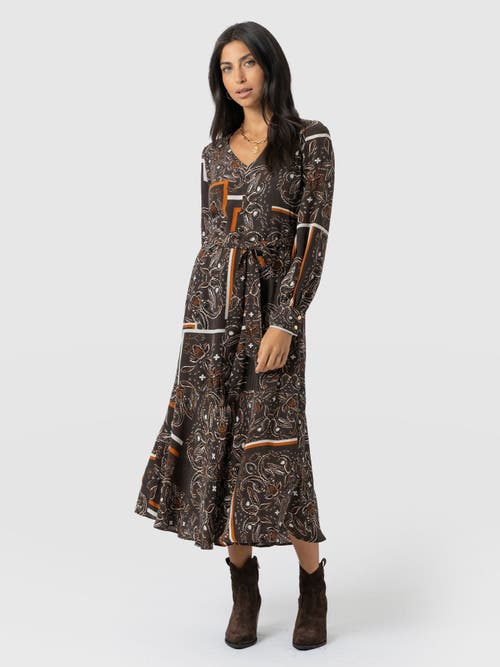 Saint And Sofia Saint + Sofia Allegra V-neck Dress In Brown